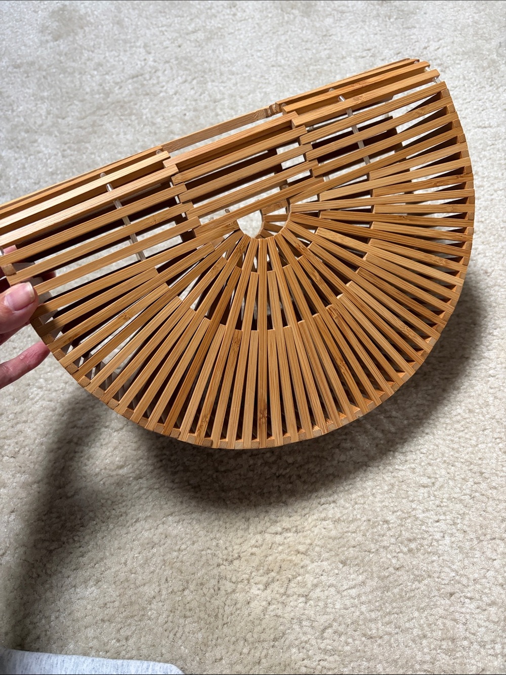 Bamboo Half-Moon Accent Bag - Natural Brown